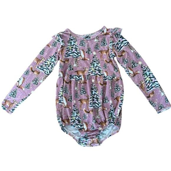 Pipsqueaks Girls’ Snowflake Kisses Bubble Romper Bamboo Christmas Size 2T - Picture 2 of 9